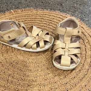 Bobux Shimmering Gold Kids Sandals, width at widest part 3 1/2 “
